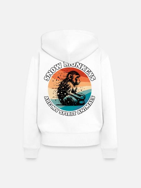 Lustige Schneeaffe Sprüche - Frauen Premium Bio Zip Hoodie - Weiß