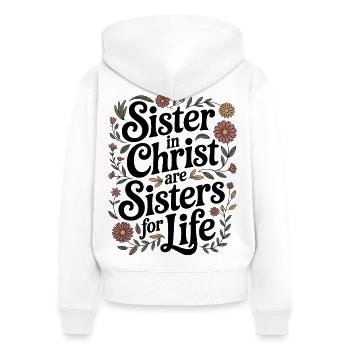 Christliche Schwester in Christus fürs Leben - Frauen Premium Bio Zip Hoodie - Weiß - Hinten - AI Model Female 172 light (172cm)