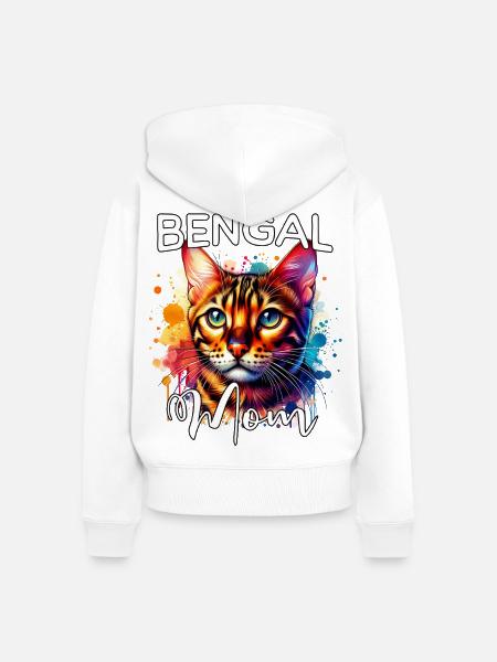 Bengalkatze Mama - Frauen Premium Bio Zip Hoodie - Weiß
