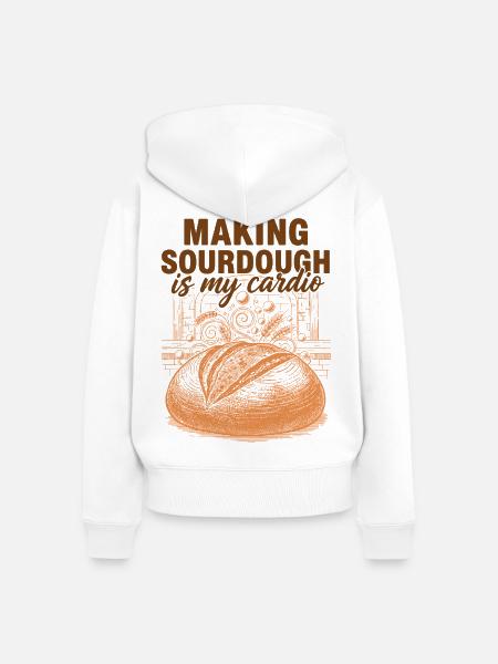 Sauerteig machen ist mein Cardio-Brot - Frauen Premium Bio Zip Hoodie - Weiß