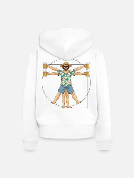 Vitruvianischer Mensch Bierkrüge - Frauen Premium Bio Zip Hoodie - Weiß