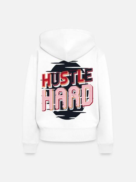 Hustle Hard – Mach Dein Ding - Frauen Premium Bio Zip Hoodie - Weiß