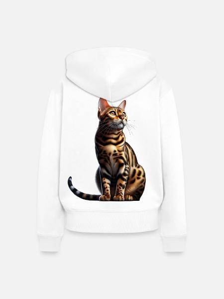Bengalkatze - Frauen Premium Bio Zip Hoodie - Weiß