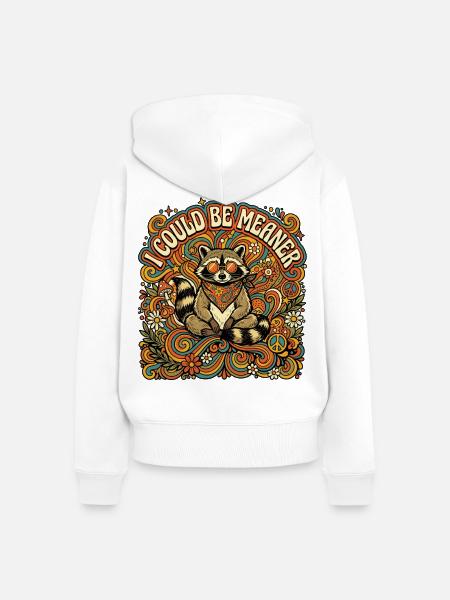 Ich könnte gemeiner, lustiger Waschbär sein - Frauen Premium Bio Zip Hoodie - Weiß