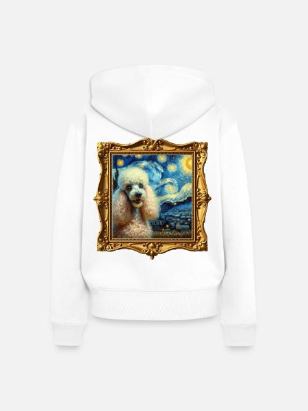 Pudel Starry Night - Frauen Premium Bio Zip Hoodie - Weiß