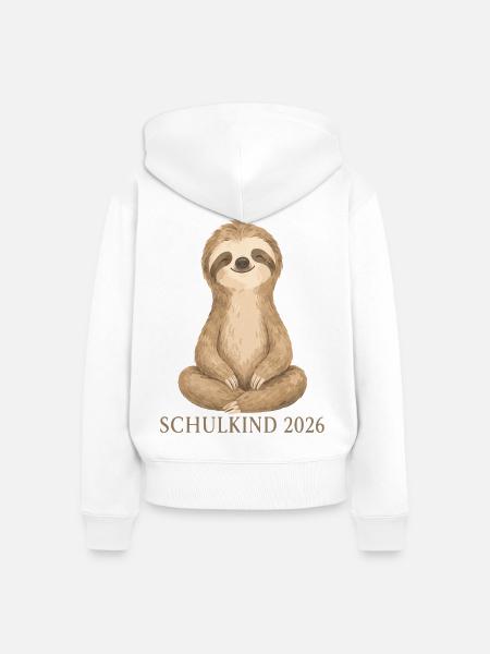Schulkind 2026 Faultier Shirt - Frauen Premium Bio Zip Hoodie - Weiß