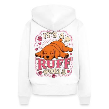 Labrador Ruff World Puppy Shirt - Women's Premium Organic Zip Hoodie - white - Back - AI Model Female 172 light (172cm)