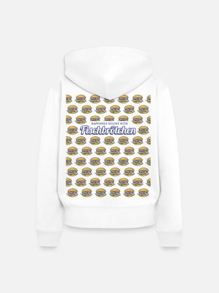 Fischbrötchen mit Matjes oder Bismarckhering - Frauen Premium Bio Zip Hoodie - Weiß