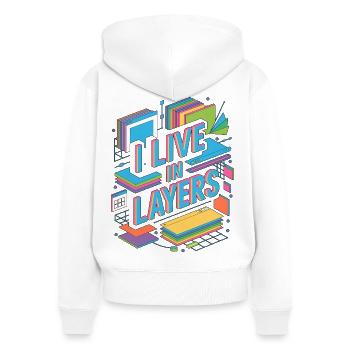 Graphic Designer I Live In Layers Visual Designer - Frauen Premium Bio Zip Hoodie - Weiß - Hinten - AI Model Female 172 light (172cm)
