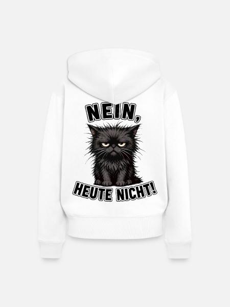 Nein Heute Nacht Katziger Grummel - Frauen Premium Bio Zip Hoodie - Weiß