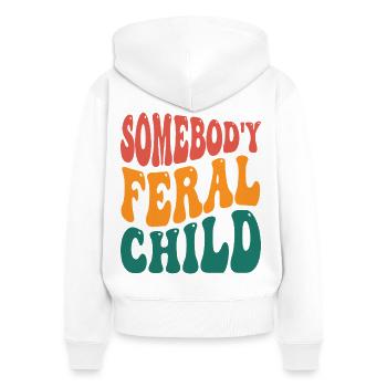Wild Child Retro Typo - Women's Premium Organic Zip Hoodie - white - Back - AI Model Female 172 light (172cm)