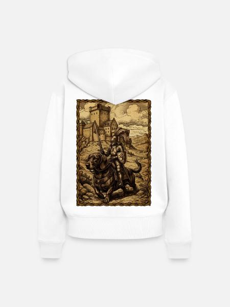 Mittelalterlicher Ritter auf Dackel Ren Faire - Frauen Premium Bio Zip Hoodie - Weiß