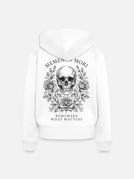 Memento Mori Rosen - Frauen Premium Bio Zip Hoodie - Weiß