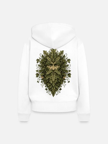 Leshy Green Man - Frauen Premium Bio Zip Hoodie - Weiß