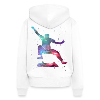Skater Skating Skateboarder Space Skateboard - Women's Premium Organic Zip Hoodie - white - Back - AI Model Female 172 light (172cm)
