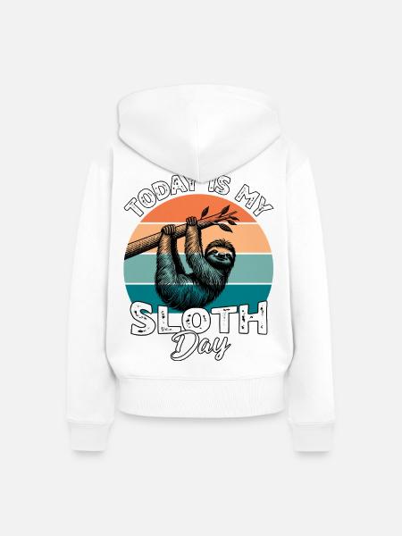 Faultier Sloth - Frauen Premium Bio Zip Hoodie - Weiß