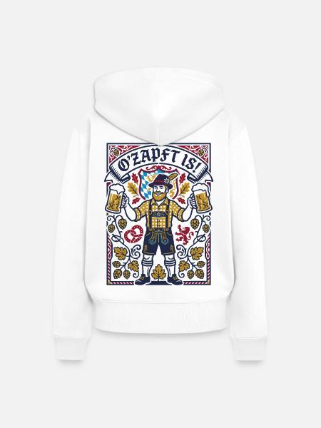 O'zapft is | Bayern Bierzelt - Frauen Premium Bio Zip Hoodie - Weiß