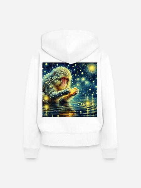 Schneeaffe Starry Night - Frauen Premium Bio Zip Hoodie - Weiß