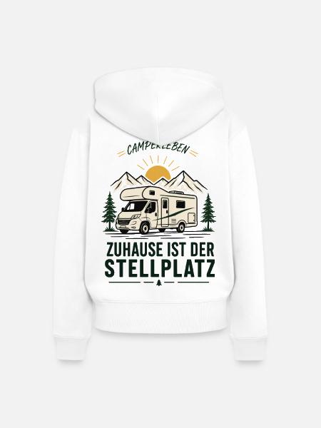 Camperleben Zuhause ist der Stellplatz - Frauen Premium Bio Zip Hoodie - Weiß