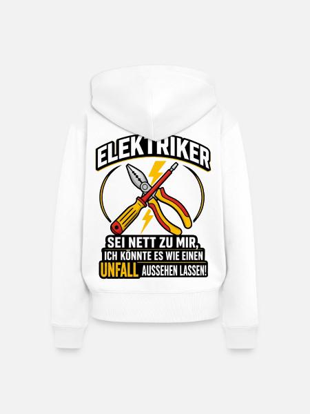 Elektriker Spruch lustig Unfall Handwerker - Frauen Premium Bio Zip Hoodie - Weiß