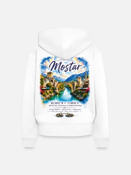 Mostar Summer - Frauen Premium Bio Zip Hoodie - Weiß