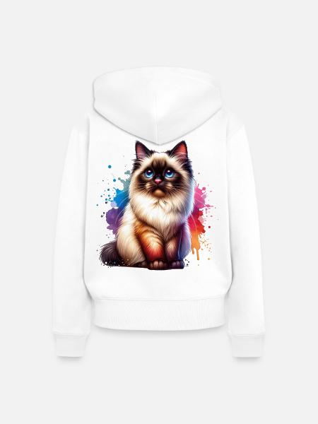Birma Katze Geschenk - Frauen Premium Bio Zip Hoodie - Weiß