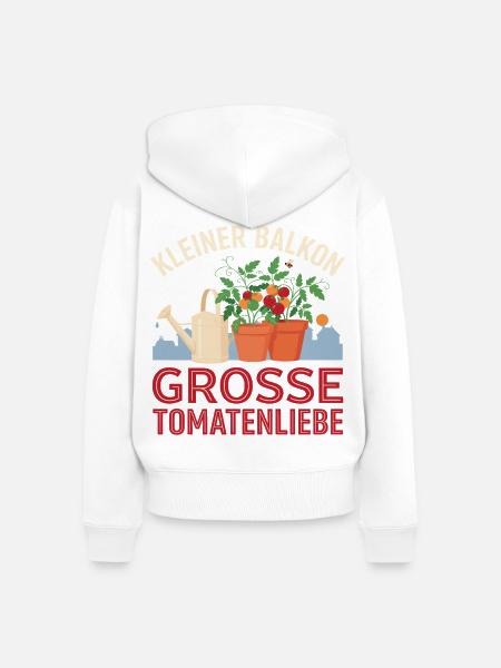 Kleiner Balkon Große Tomatenliebe - Frauen Premium Bio Zip Hoodie - Weiß
