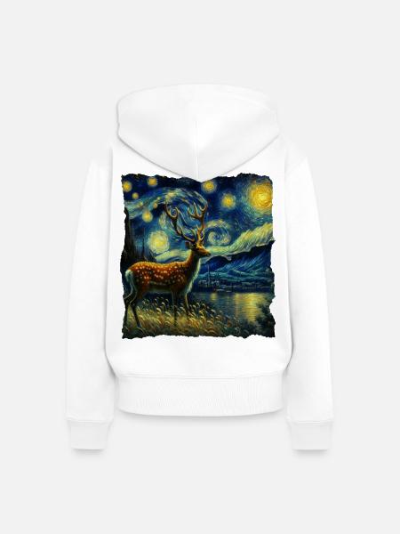 Sikahirsch Starry Night - Frauen Premium Bio Zip Hoodie - Weiß