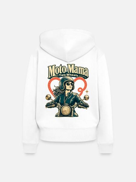 Moto Mama Two Wheels - Frauen Premium Bio Zip Hoodie - Weiß