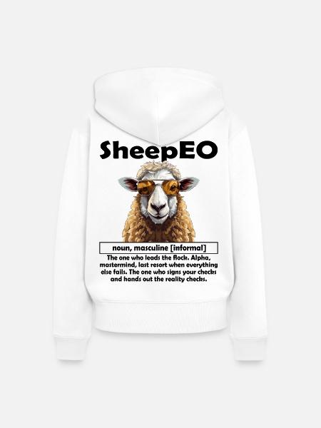 SheepEO Chef | Schäff | Teamleiter | Manager | CEO - Frauen Premium Bio Zip Hoodie - Weiß