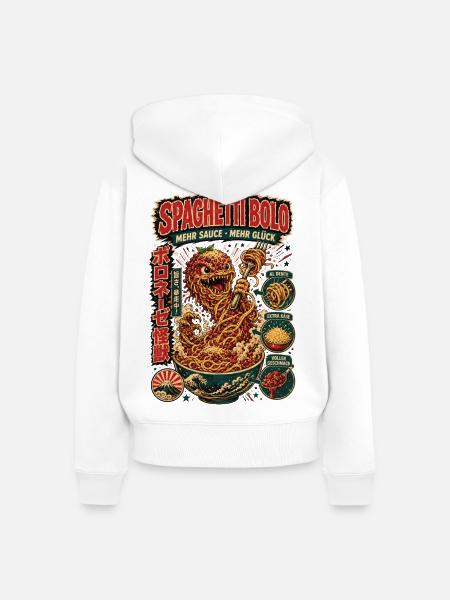 Spaghetti Bolo Mehr Sauce Shirt - Frauen Premium Bio Zip Hoodie - Weiß