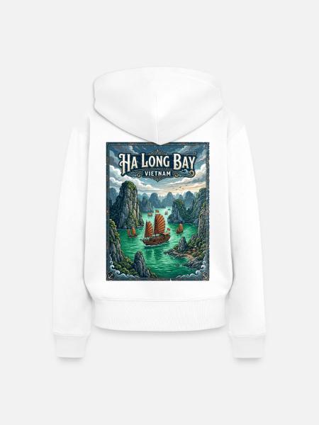 Ha Long Bay Vietnam - Frauen Premium Bio Zip Hoodie - Weiß