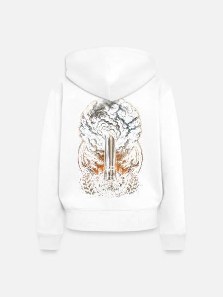 Rolling Coal Auspuff Sturm - Frauen Premium Bio Zip Hoodie - Weiß
