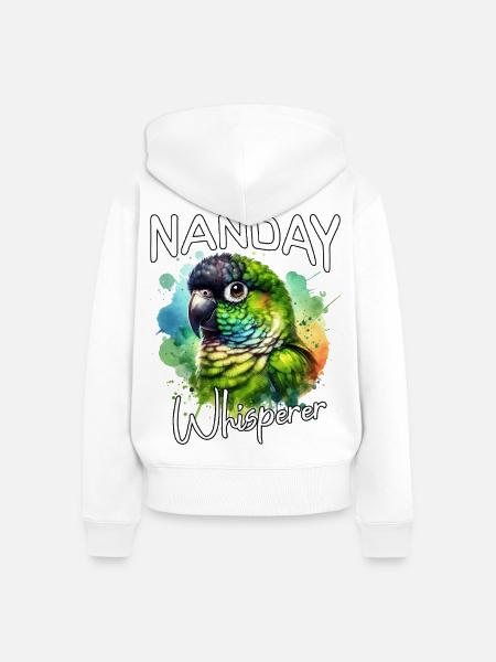Nandaysittich Flüsterer - Frauen Premium Bio Zip Hoodie - Weiß