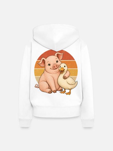 Schwein und Ente - Frauen Premium Bio Zip Hoodie - Weiß