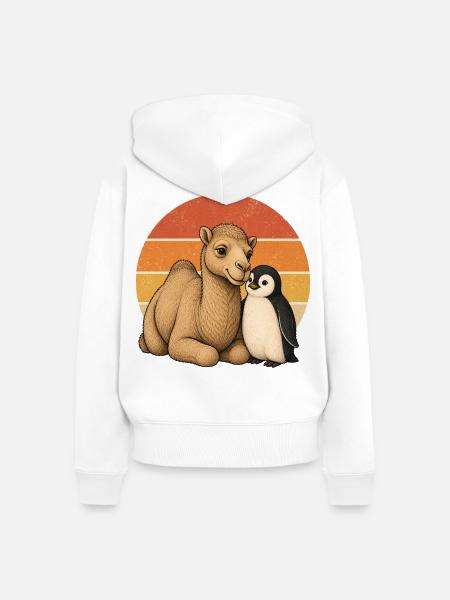 Kamel und Pinguin - Frauen Premium Bio Zip Hoodie - Weiß