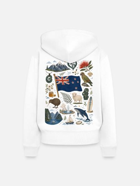 Neuseeland | Kiwi, Fjorde & Abenteuer - Frauen Premium Bio Zip Hoodie - Weiß