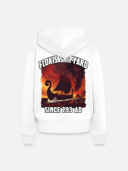 Floki Schiffswerft Feuer 193AD - Frauen Premium Bio Zip Hoodie - Weiß