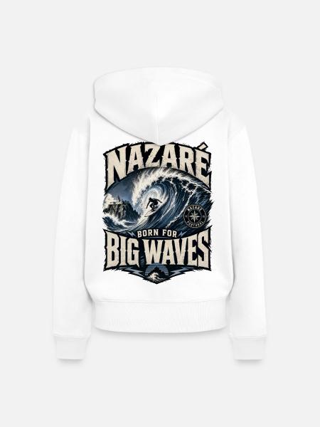 Nazaré Big Waves - Frauen Premium Bio Zip Hoodie - Weiß