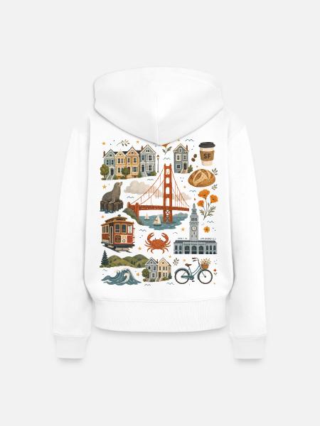 San Francisco | Golden Gate & Küstenflair - Frauen Premium Bio Zip Hoodie - Weiß