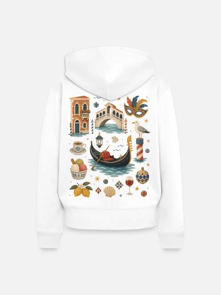Venedig Liebe | Gondel & Italien - Frauen Premium Bio Zip Hoodie - Weiß