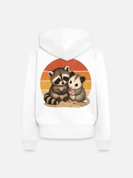 Waschbär und Opossum - Frauen Premium Bio Zip Hoodie - Weiß