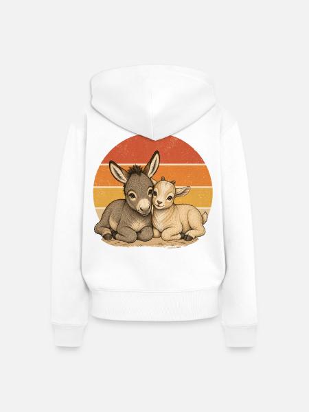 Esel und Ziege - Frauen Premium Bio Zip Hoodie - Weiß