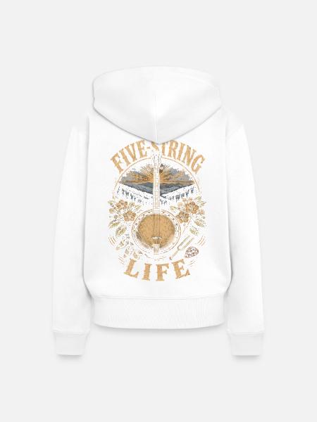 Bluegrass Musik Five String Life - Frauen Premium Bio Zip Hoodie - Weiß