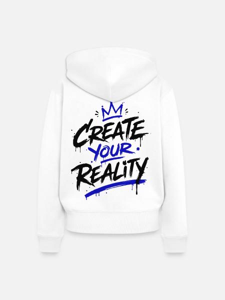 Gestalte deine Realität - Frauen Premium Bio Zip Hoodie - Weiß