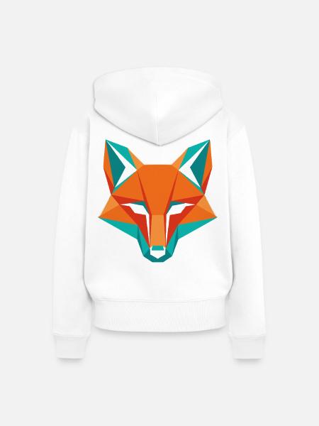 Geometrischer Fuchs Kopf Wildtier Motiv - Frauen Premium Bio Zip Hoodie - Weiß