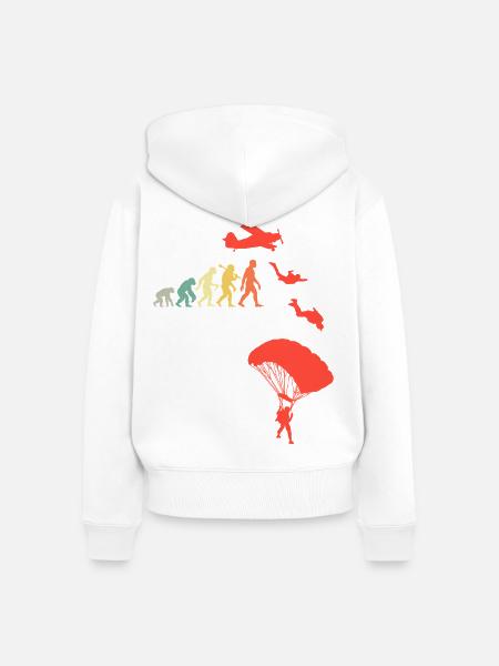 Fallschirmspringer Evolution Absprung Fallschirm - Frauen Premium Bio Zip Hoodie - Weiß