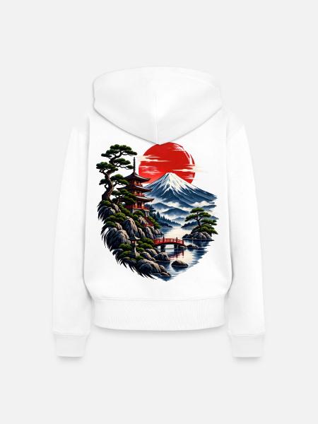 Japanische Abendröte am Fuji - Frauen Premium Bio Zip Hoodie - Weiß