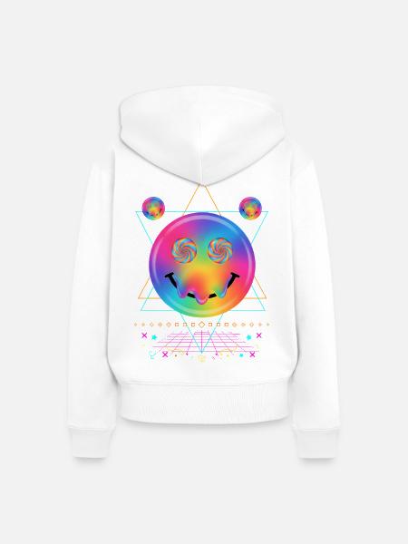Trippy Batik-Hippie-Rave-Techno - Frauen Premium Bio Zip Hoodie - Weiß