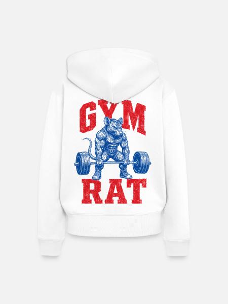 Gym Rat Lustiges Bodybuilder-Gewichtheben-Workout - Frauen Premium Bio Zip Hoodie - Weiß